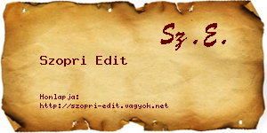 Szopri Edit névjegykártya